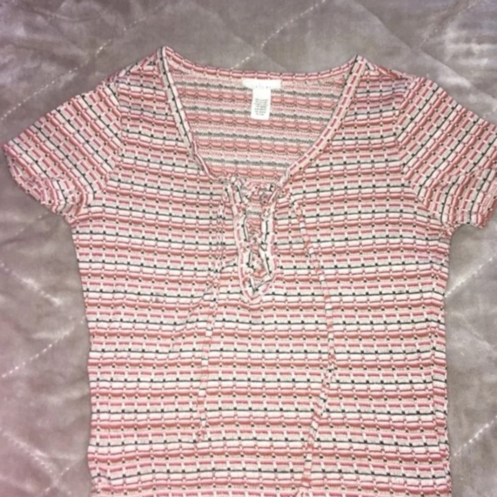 Tillys lace up striped crop top. Perfect for fall.